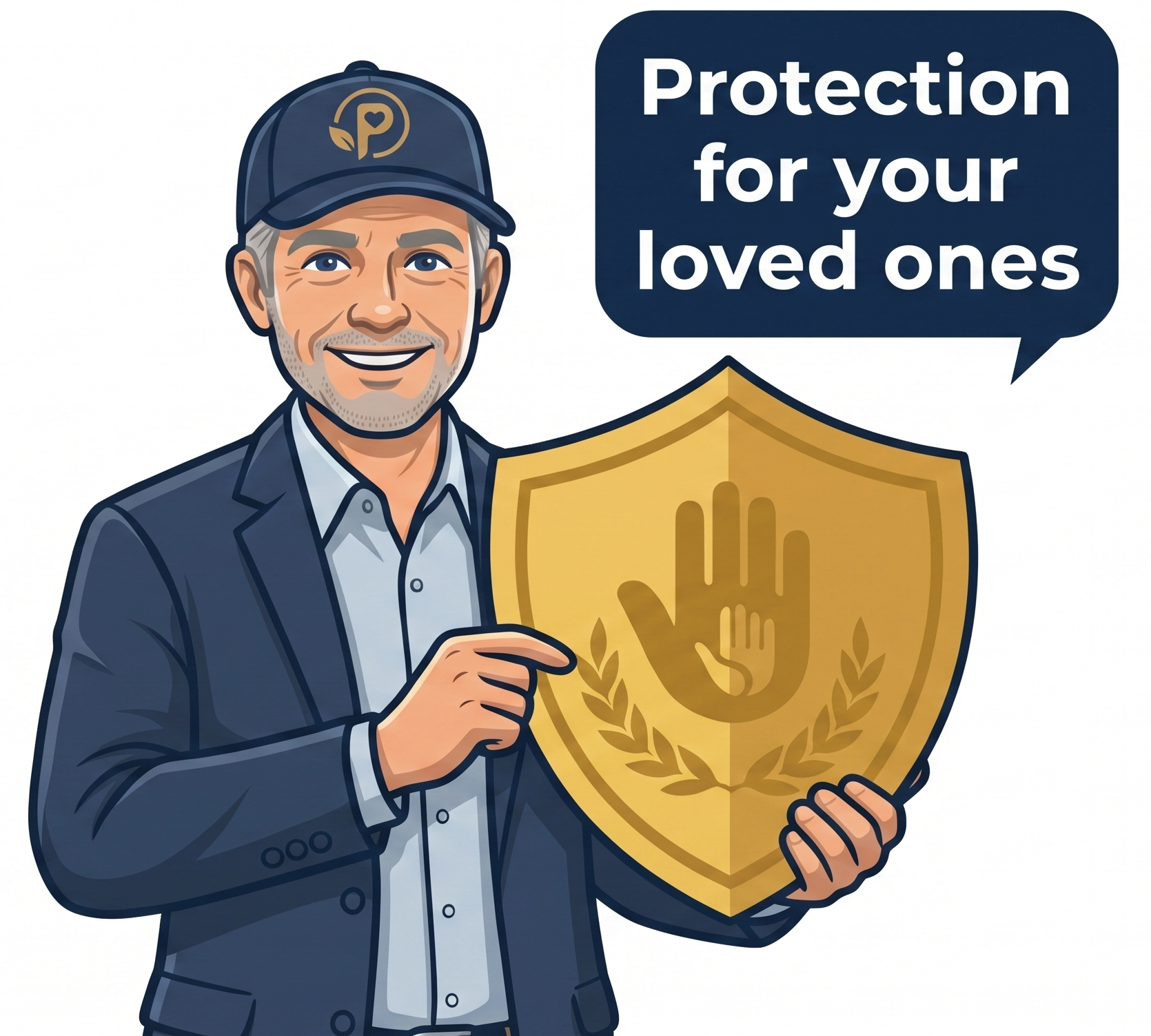 Pete with protection shield